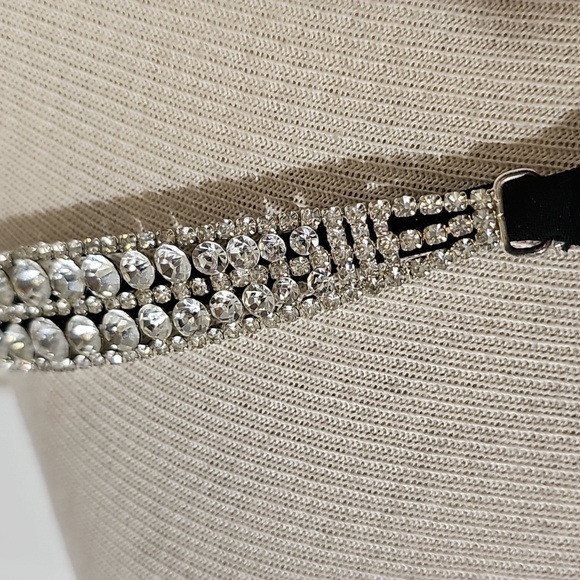 Betsy Adam Black Dress with Reistone Straps. Mini. Size 12. H8 - Picture 2 of 14